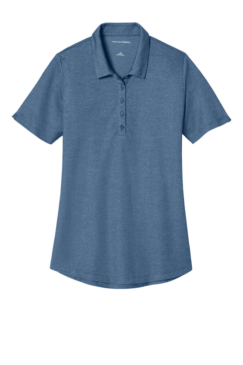 Port Authority Women's Fine Pique Blend Polo - Aegean Blue Heather