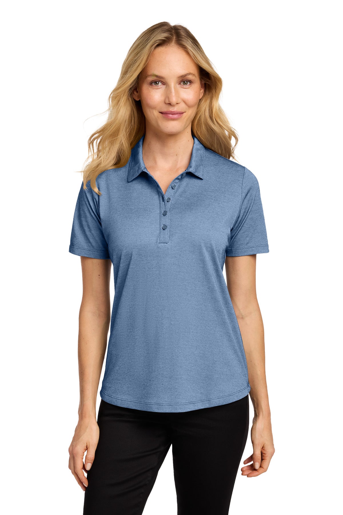 Port Authority Women's Fine Pique Blend Polo - Aegean Blue Heather