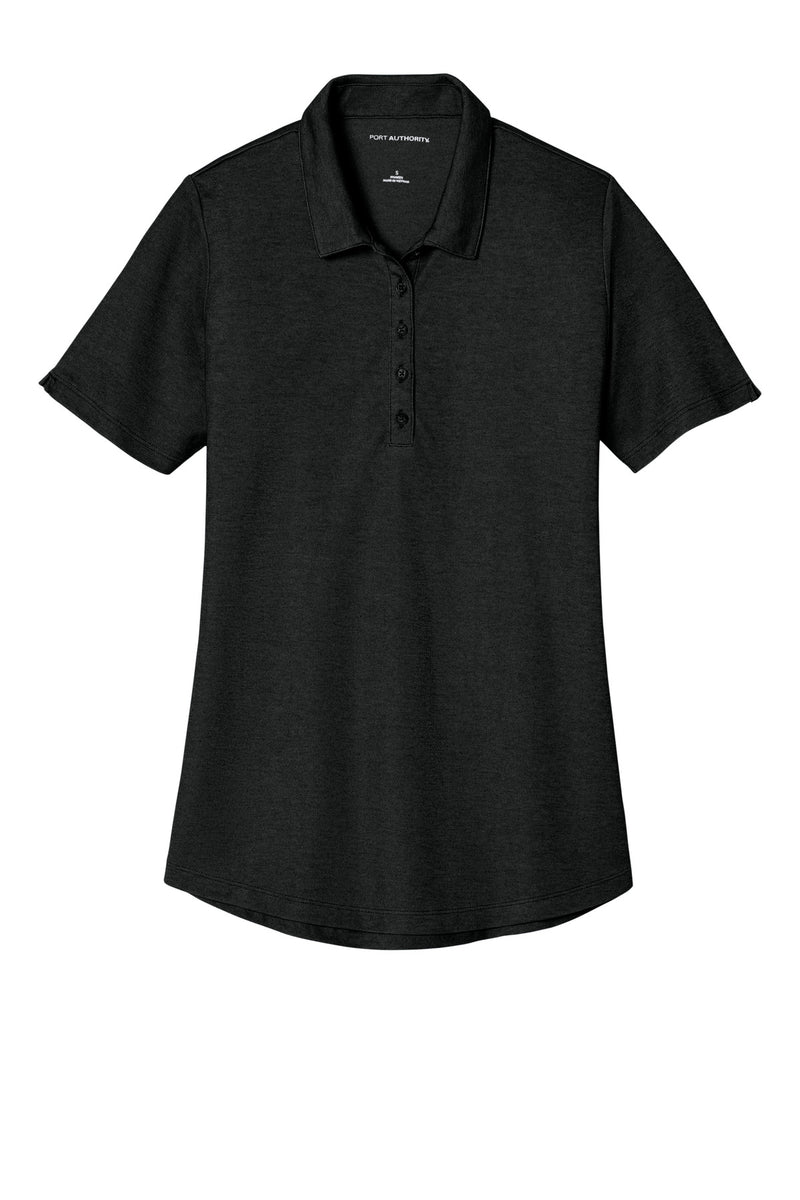 Port Authority Women's Fine Pique Blend Polo - Black Heather
