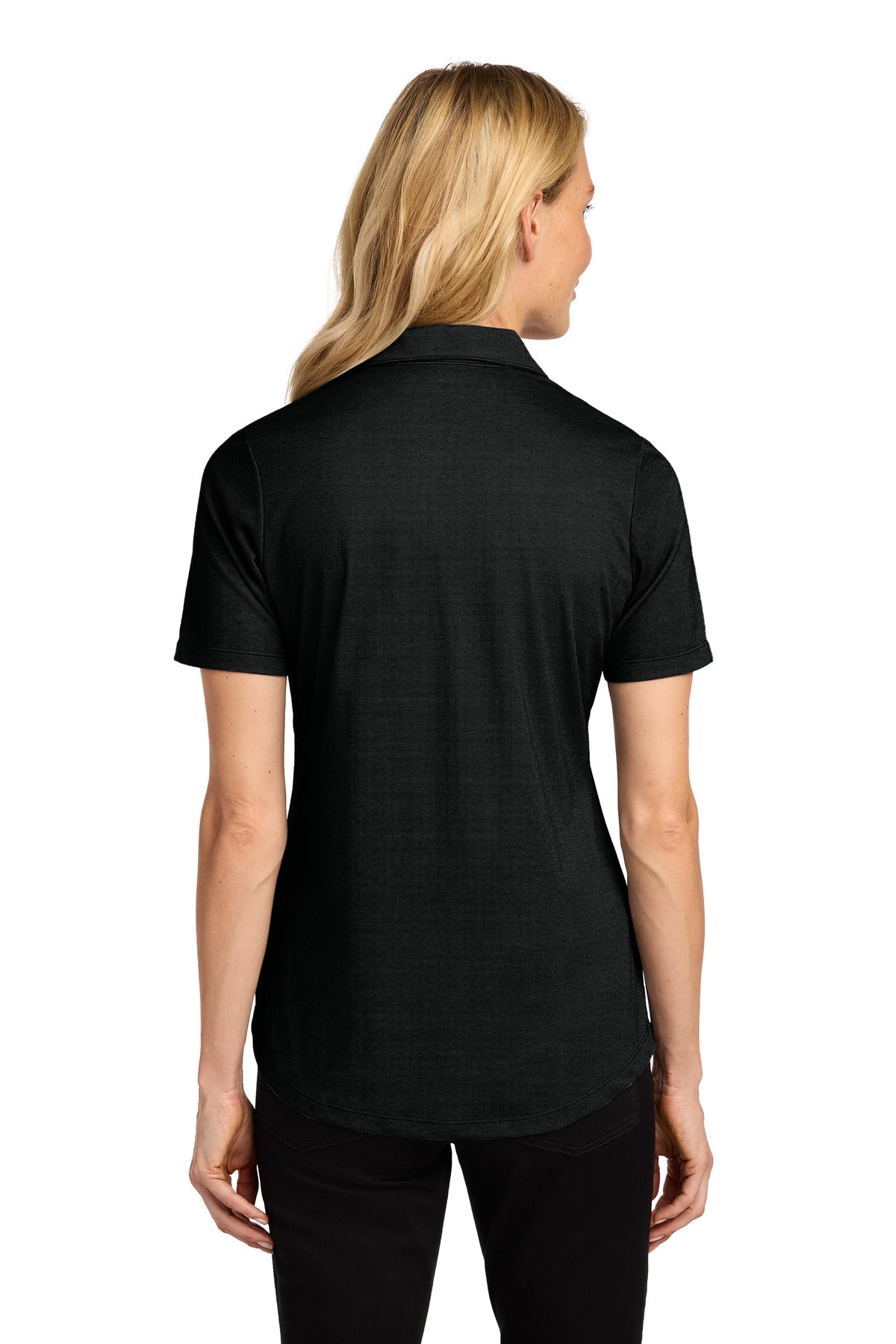 Port Authority Women's Fine Pique Blend Polo - Black Heather