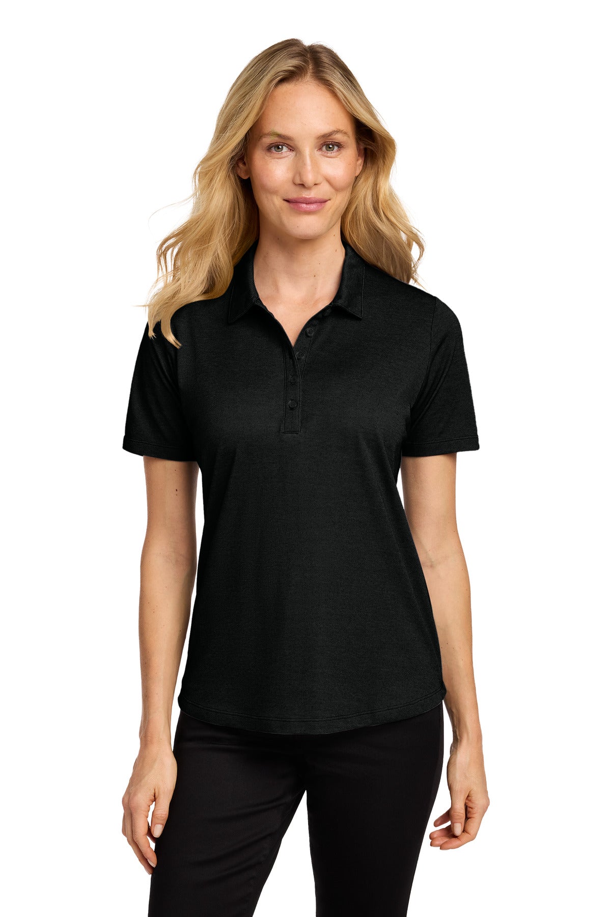 Port Authority Women's Fine Pique Blend Polo - Black Heather