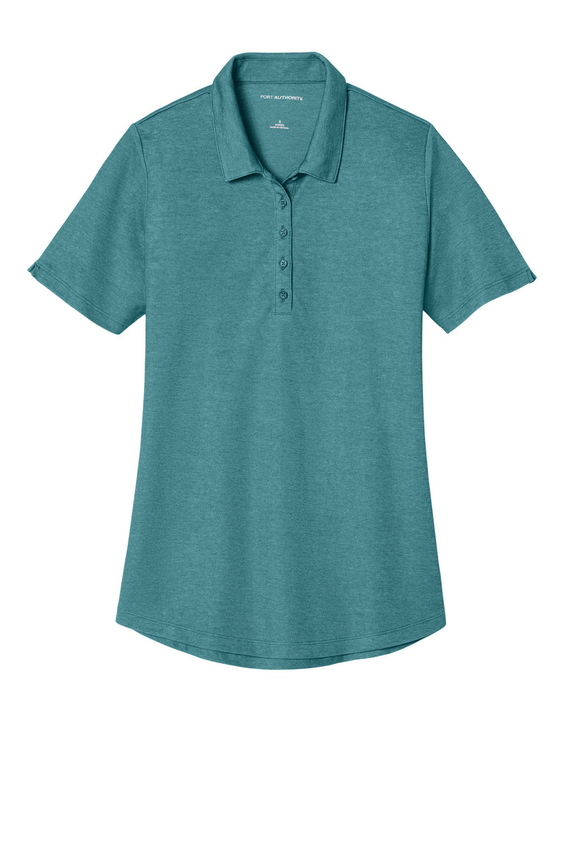 Port Authority Women's Fine Pique Blend Polo - Dark Teal Heather
