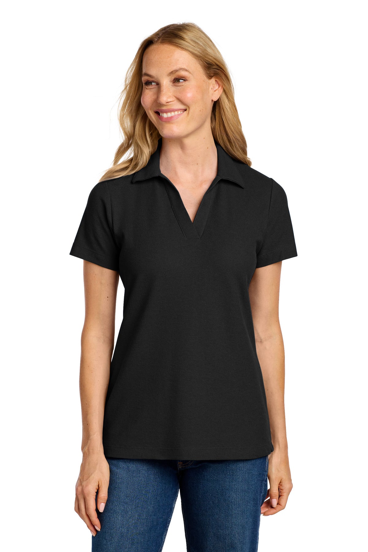 Port Authority Women's C-FREE Cotton Blend Pique Polo - Black