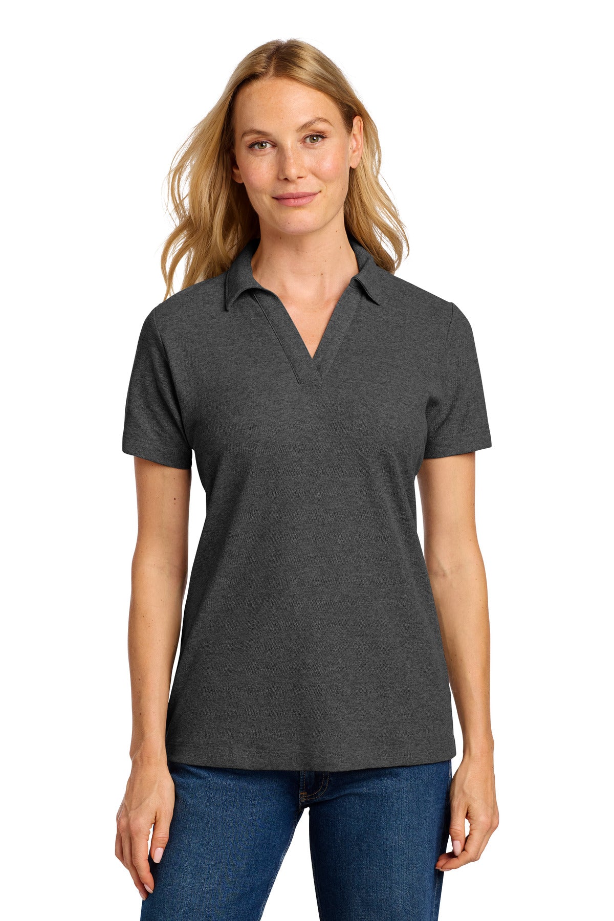 Port Authority Women's C-FREE Cotton Blend Pique Polo - Charcoal Heather