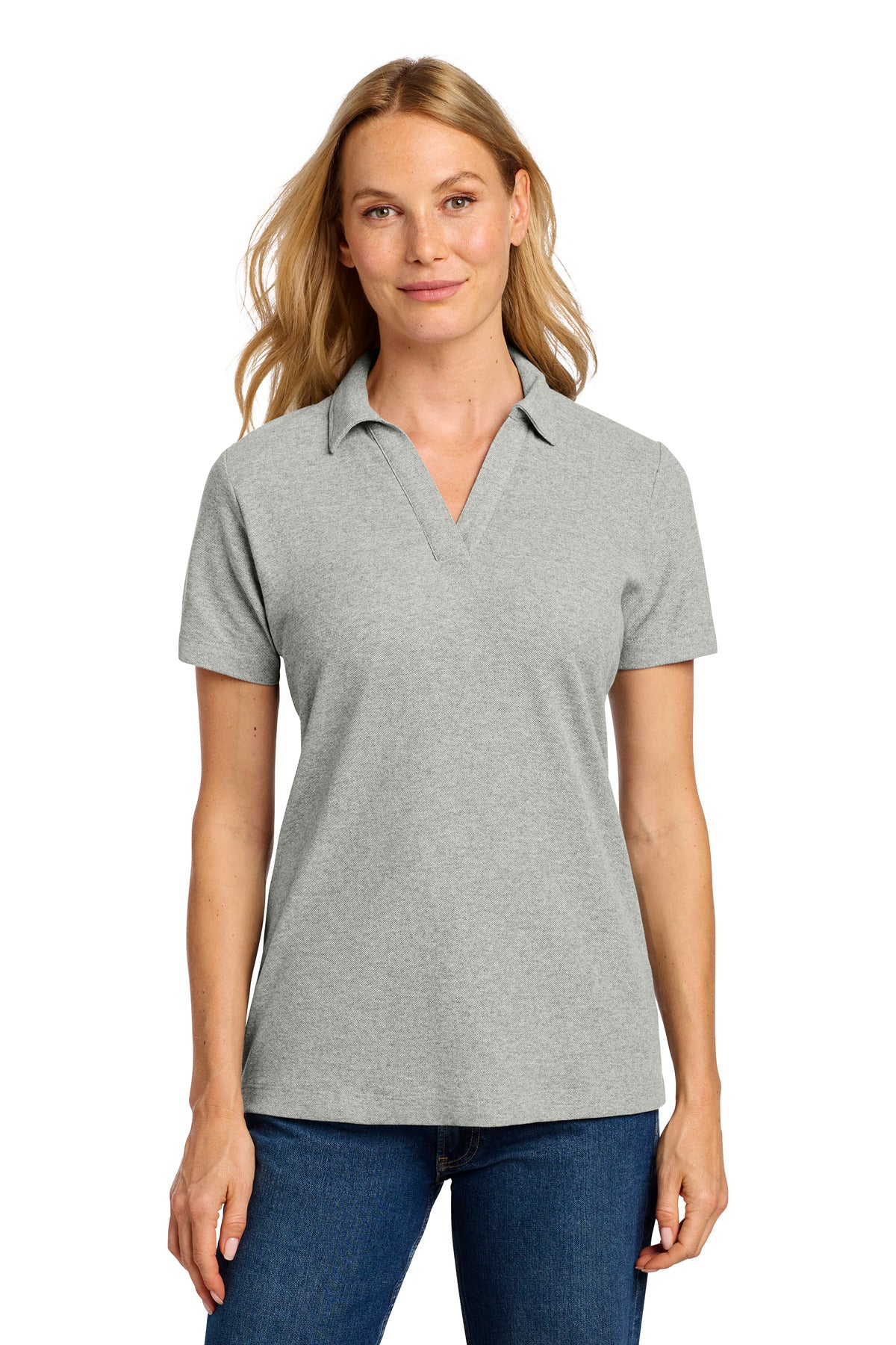 Port Authority Women's C-FREE Cotton Blend Pique Polo - Deep Smoke Heather