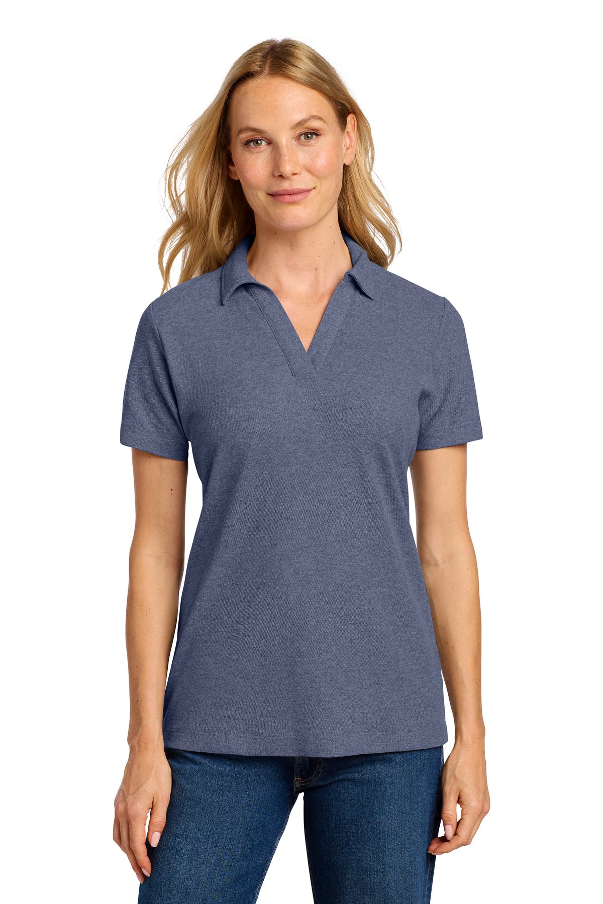 Port Authority Women's C-FREE Cotton Blend Pique Polo - Navy Heather