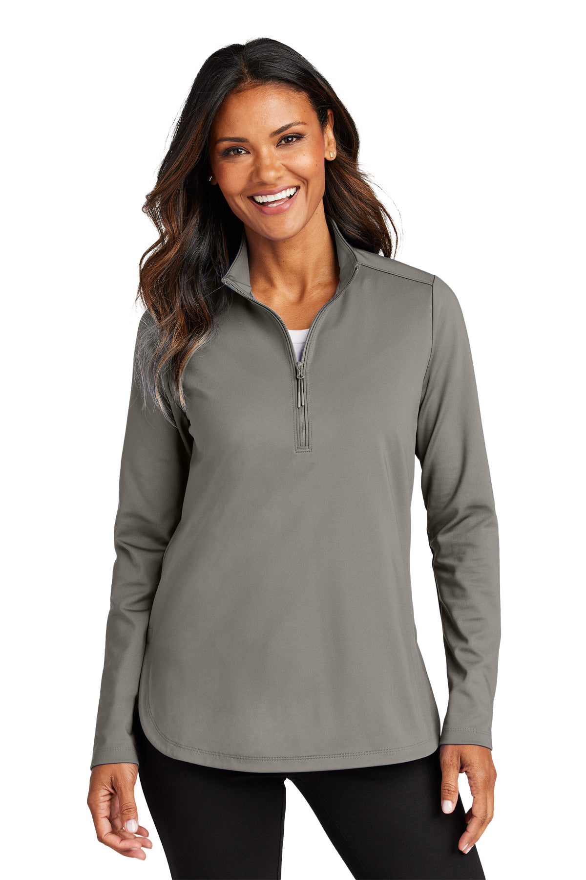 Port Authority Women's C-FREE Double Knit 1/4-Zip - Smoke Grey