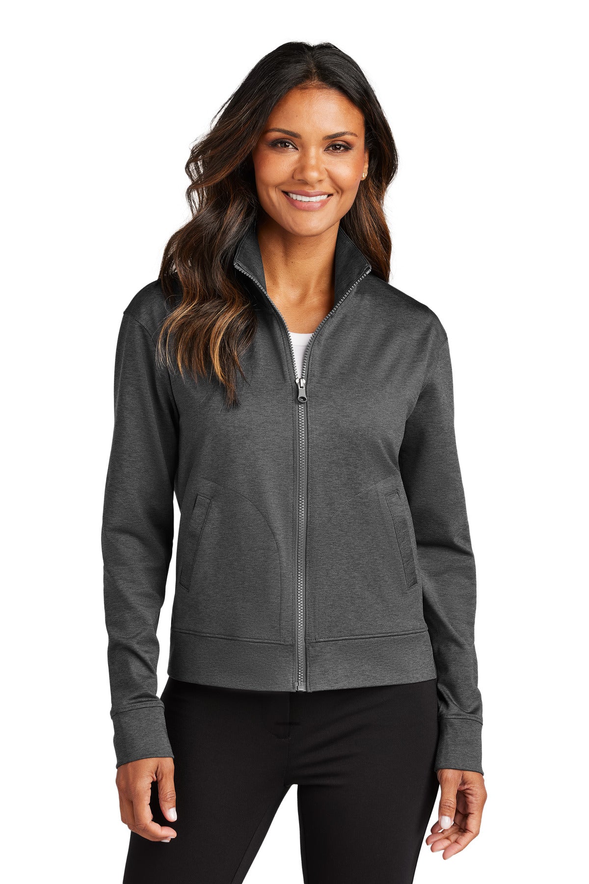 Port Authority Women's C-FREE Double Knit Full-Zip - Grey Steel Heather