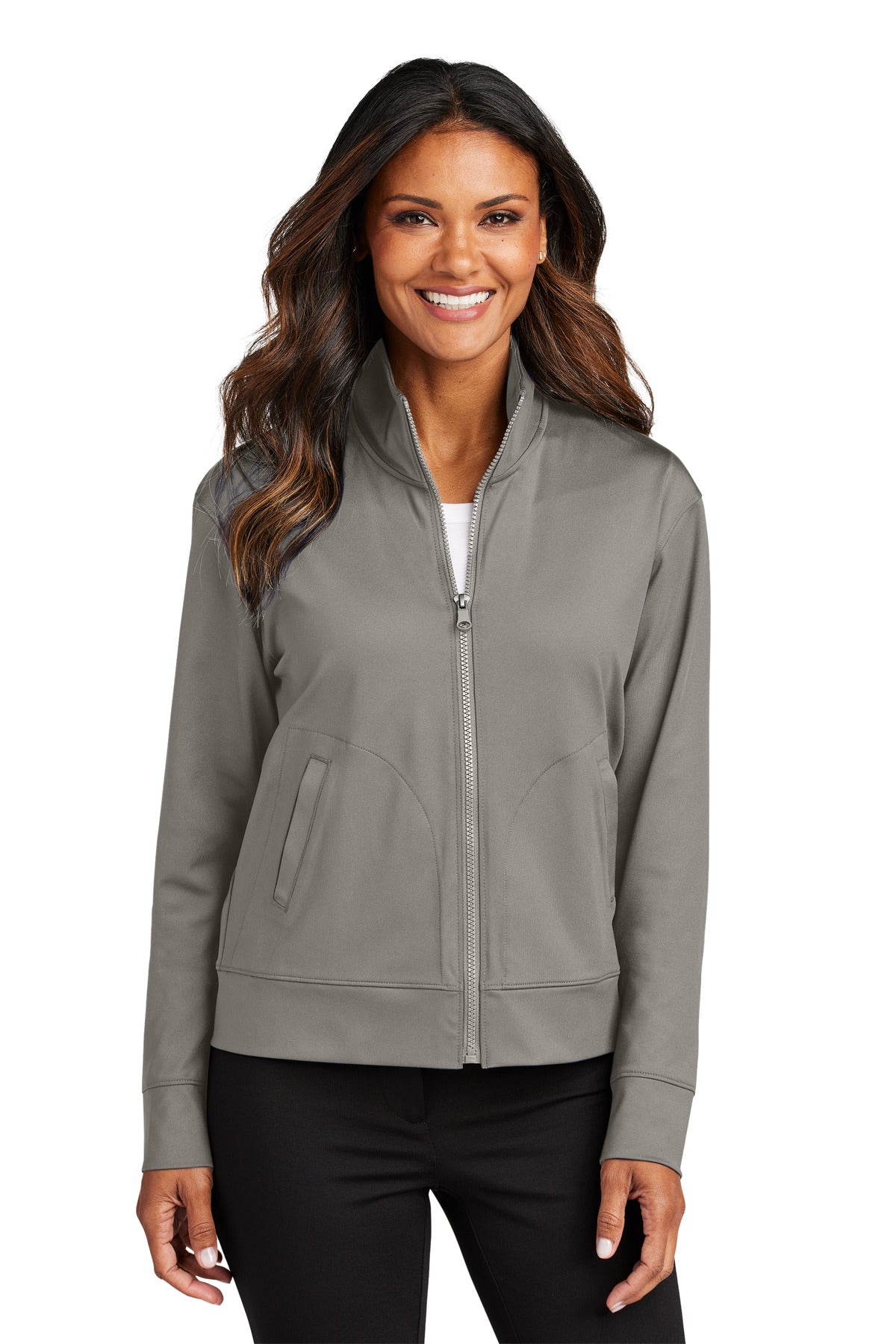 Port Authority Women's C-FREE Double Knit Full-Zip - Smoke Grey