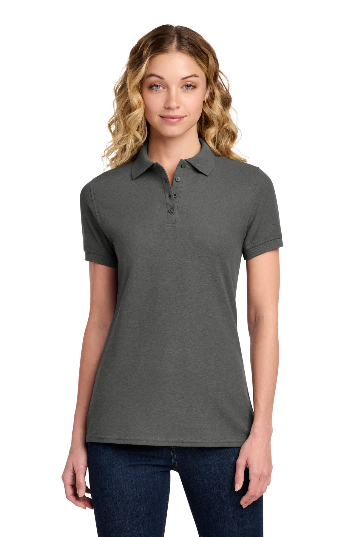 Port & Co Women's Core Blend Pique Polo - Charcoal