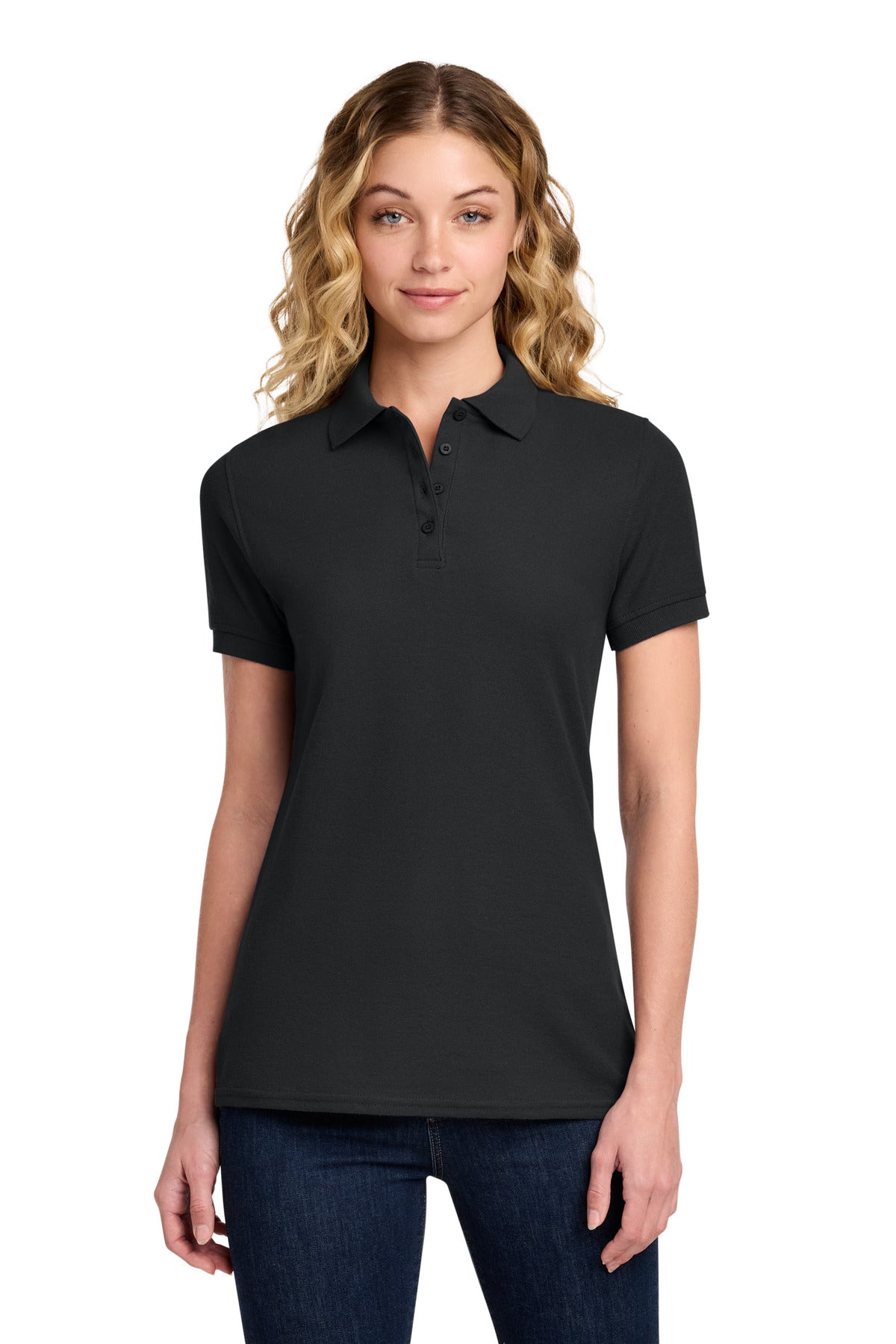 Port & Co Women's Core Blend Pique Polo - Jet Black