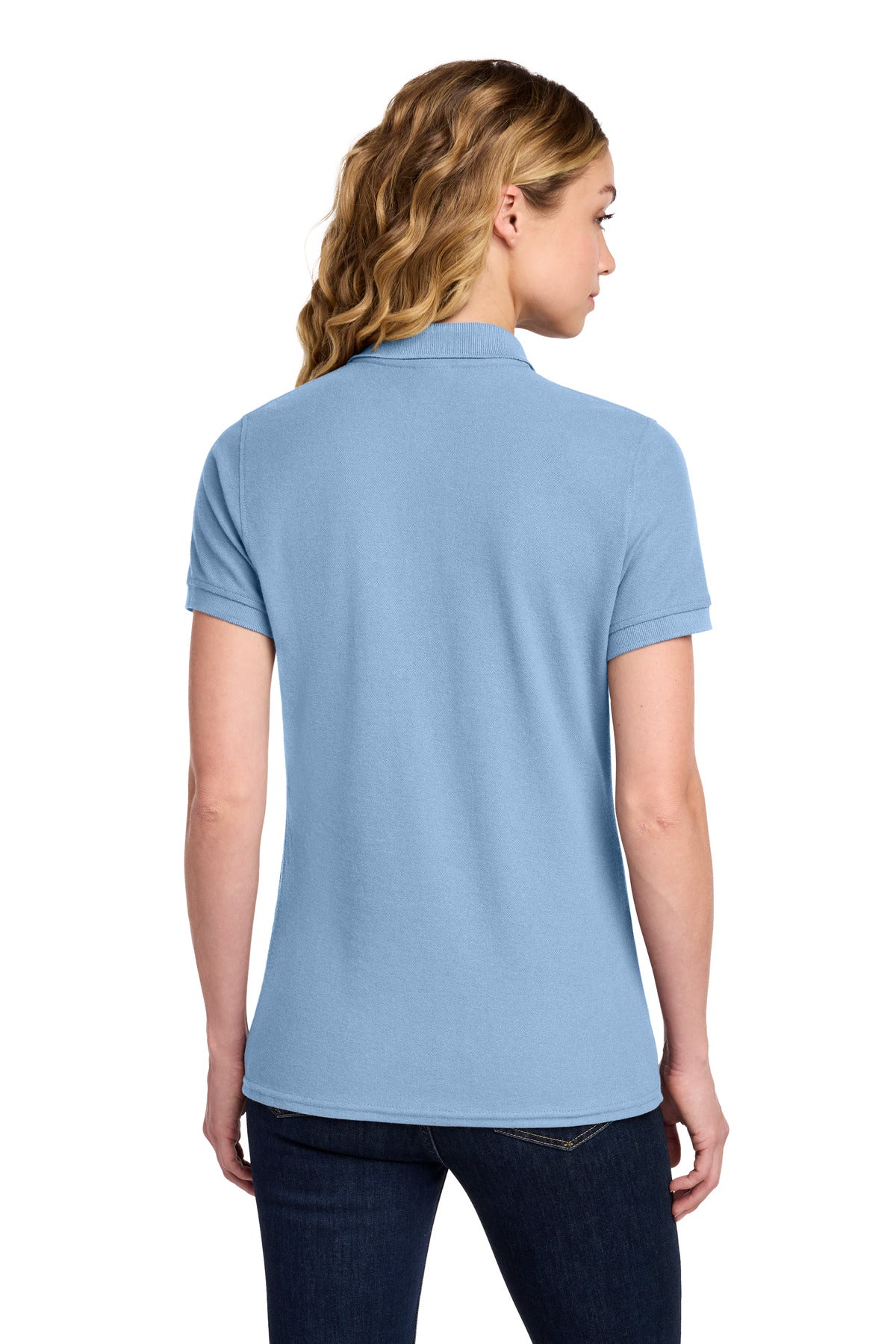 Port & Co Women's Core Blend Pique Polo - Light Blue