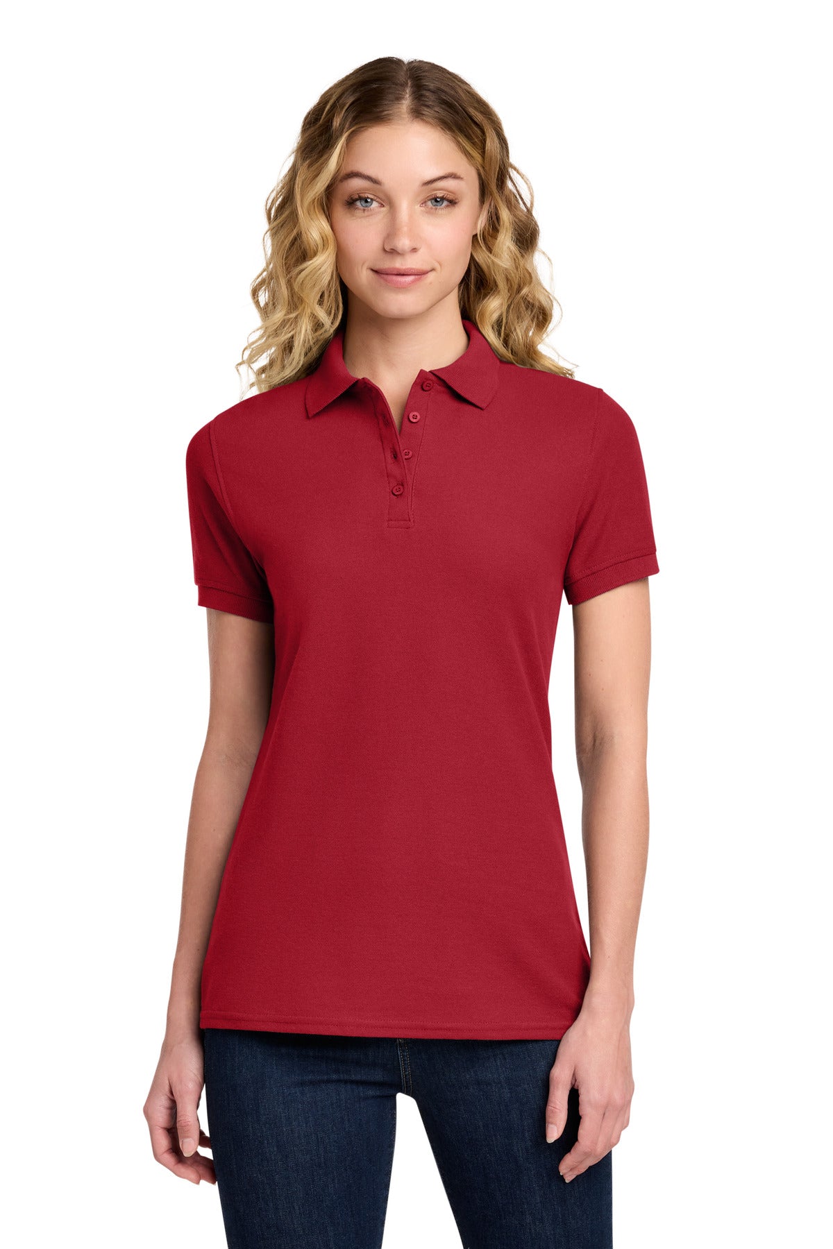 Port & Co Women's Core Blend Pique Polo - Red