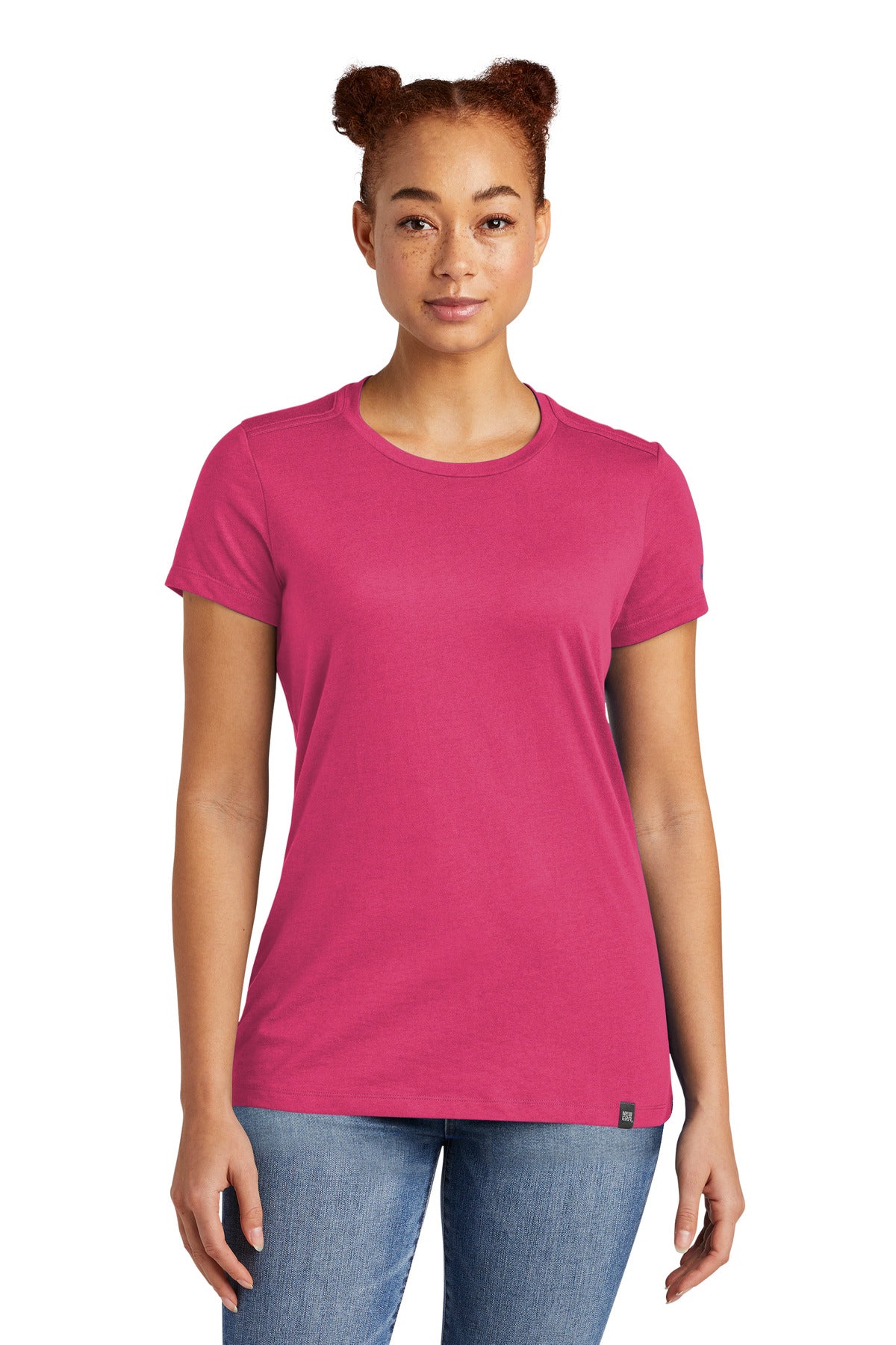 New Era  Ladies Heritage Blend Crew Tee - Deep Pink