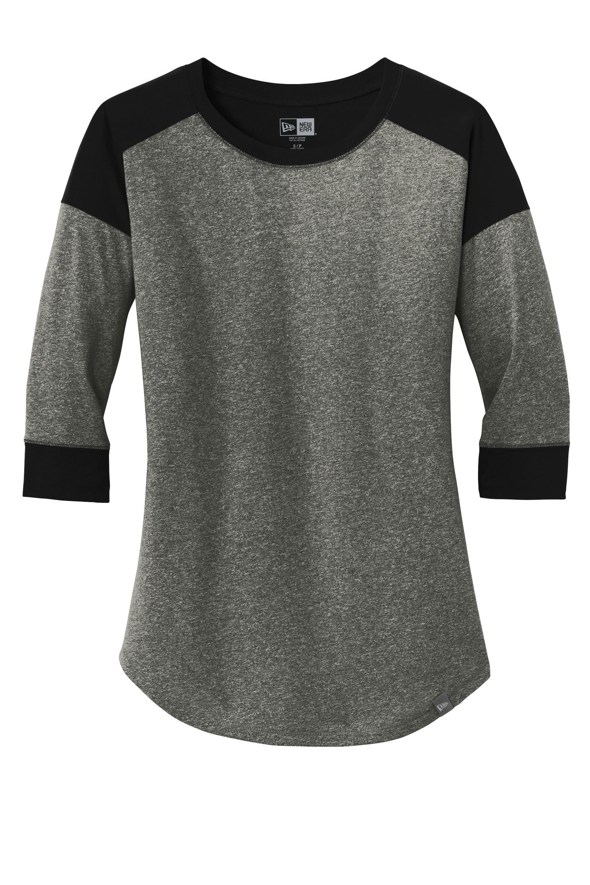 New Era  Women's Heritage Blend 3/4-Sleeve Baseball Raglan Tee - Black/ Black Twist