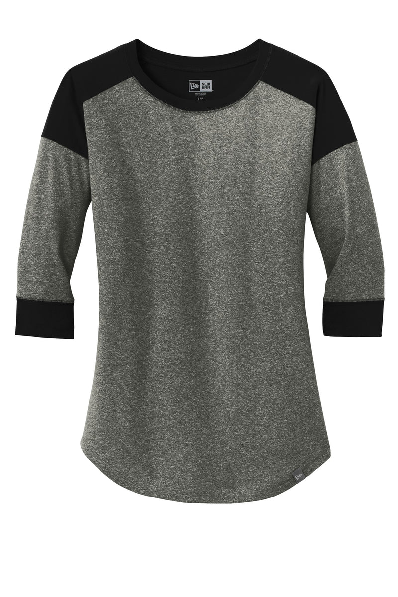 New Era  Women's Heritage Blend 3/4-Sleeve Baseball Raglan Tee - Black/ Black Twist