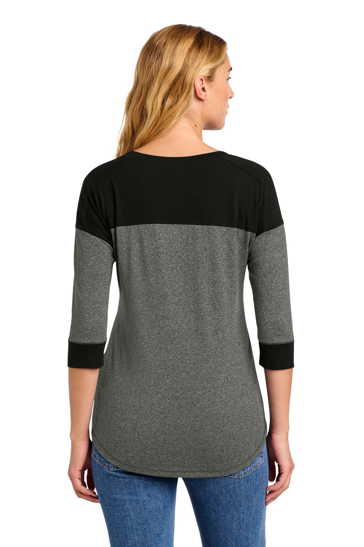 New Era  Women's Heritage Blend 3/4-Sleeve Baseball Raglan Tee - Black/ Black Twist