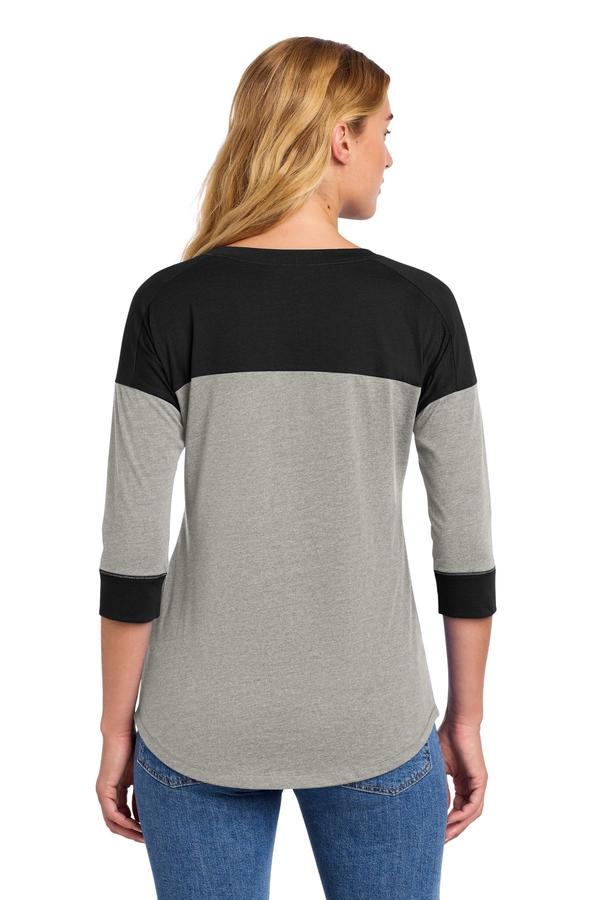 New Era  Women's Heritage Blend 3/4-Sleeve Baseball Raglan Tee - Black/ Rainstorm Grey Heather