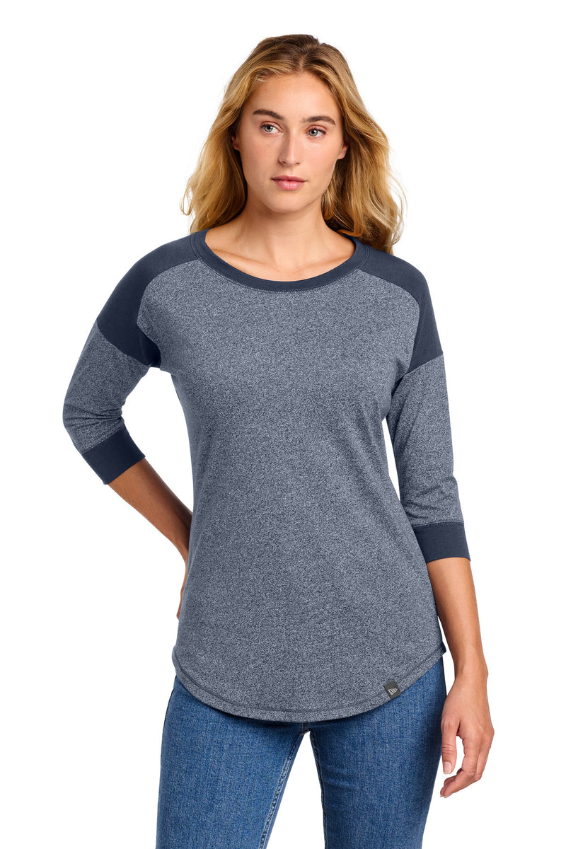 New Era  Women's Heritage Blend 3/4-Sleeve Baseball Raglan Tee - True Navy/ True Navy Twist