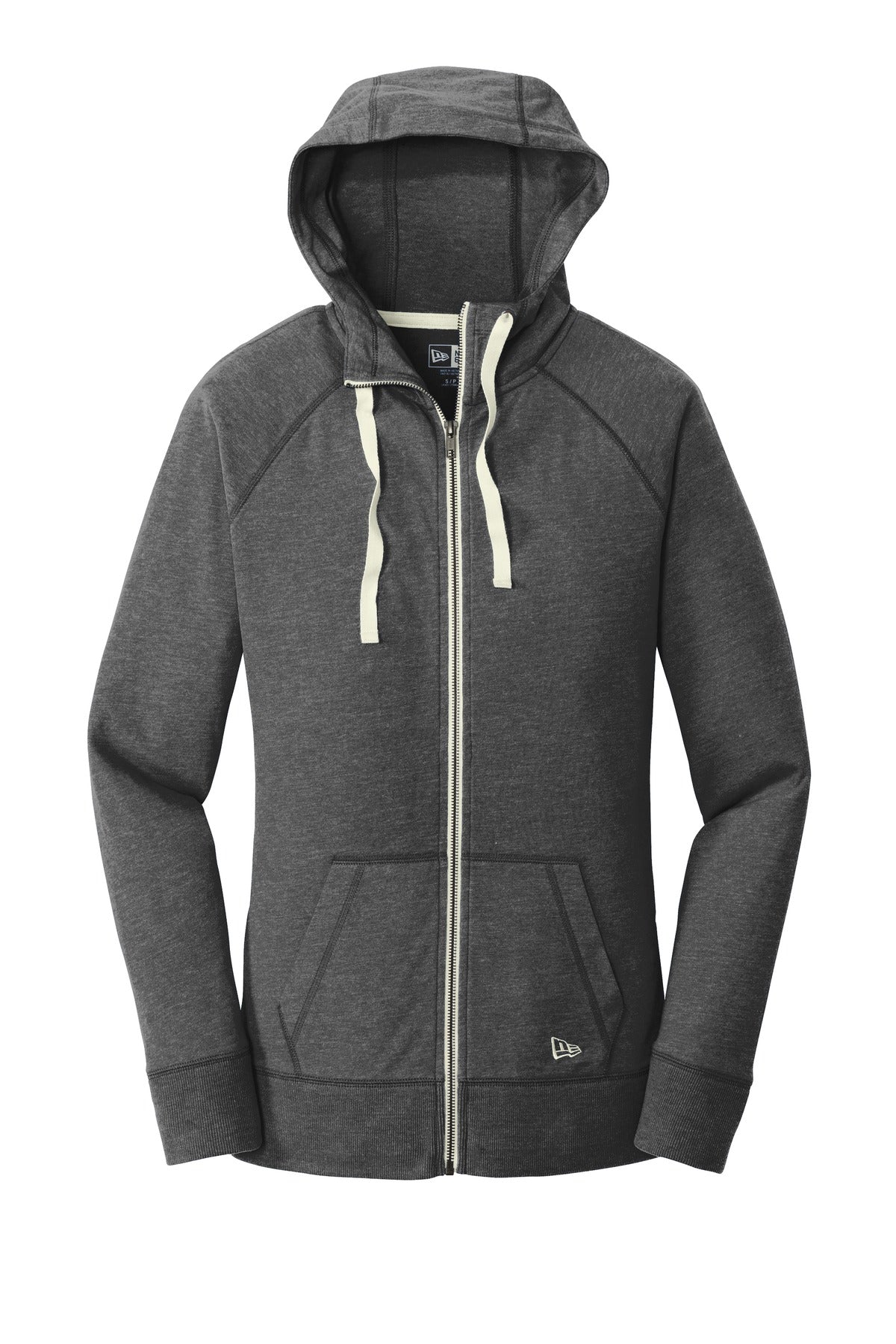 New Era Women's Sueded Cotton Blend Full-Zip Hoodie - Black Heather