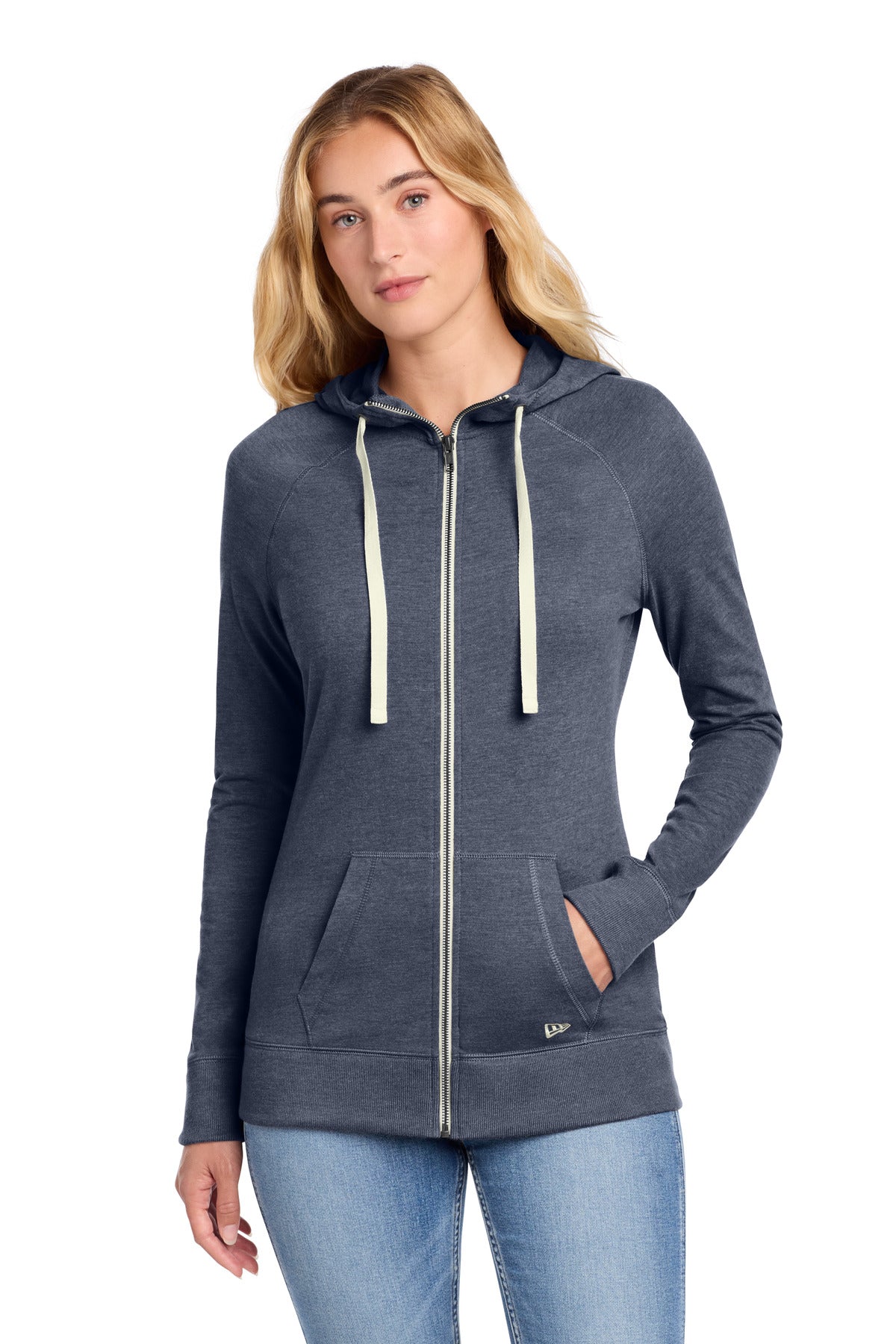 New Era Women's Sueded Cotton Blend Full-Zip Hoodie - True Navy Heather