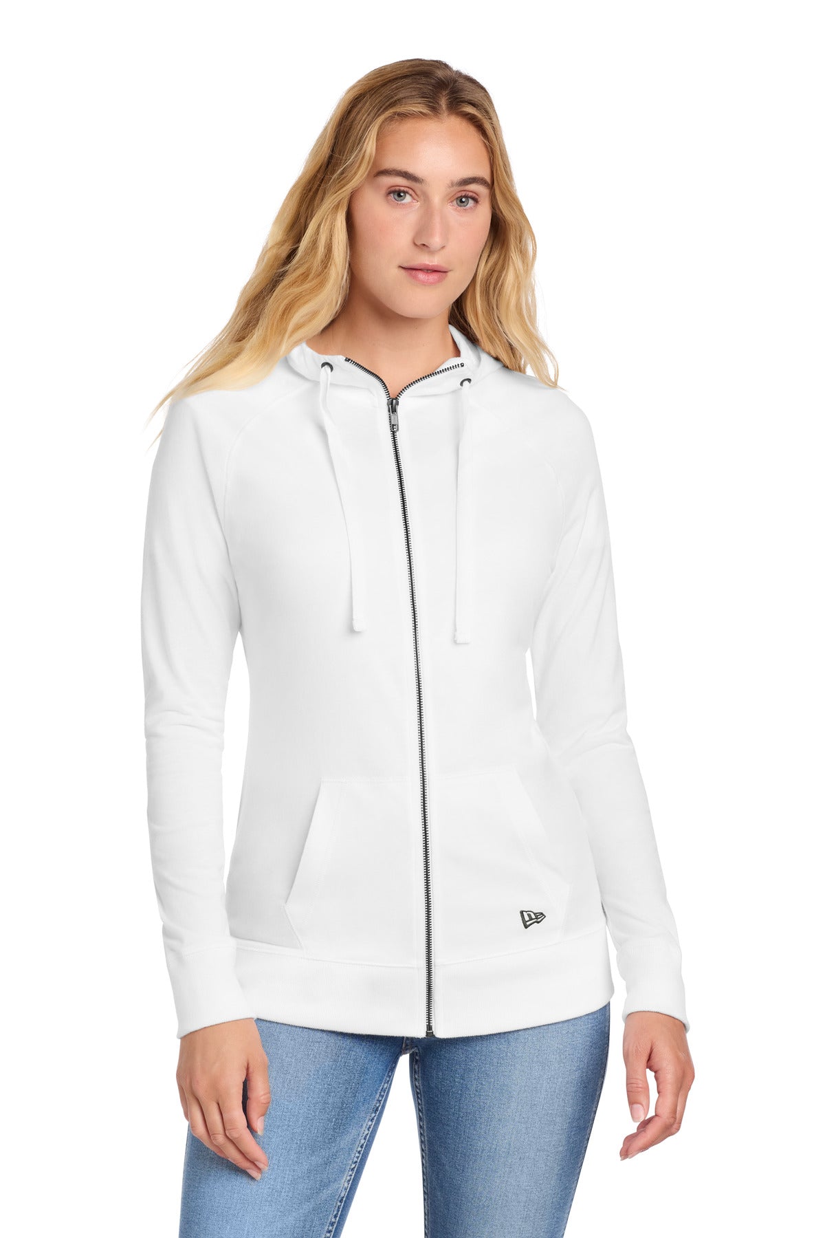 New Era Women's Sueded Cotton Blend Full-Zip Hoodie - White