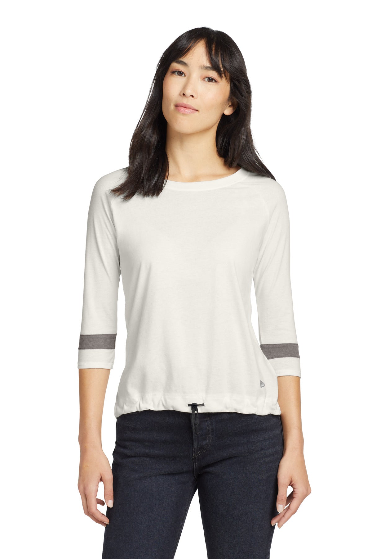 New Era  Women's Tri-Blend 3/4-Sleeve Tee - Fan White Solid/ Shadow Grey
