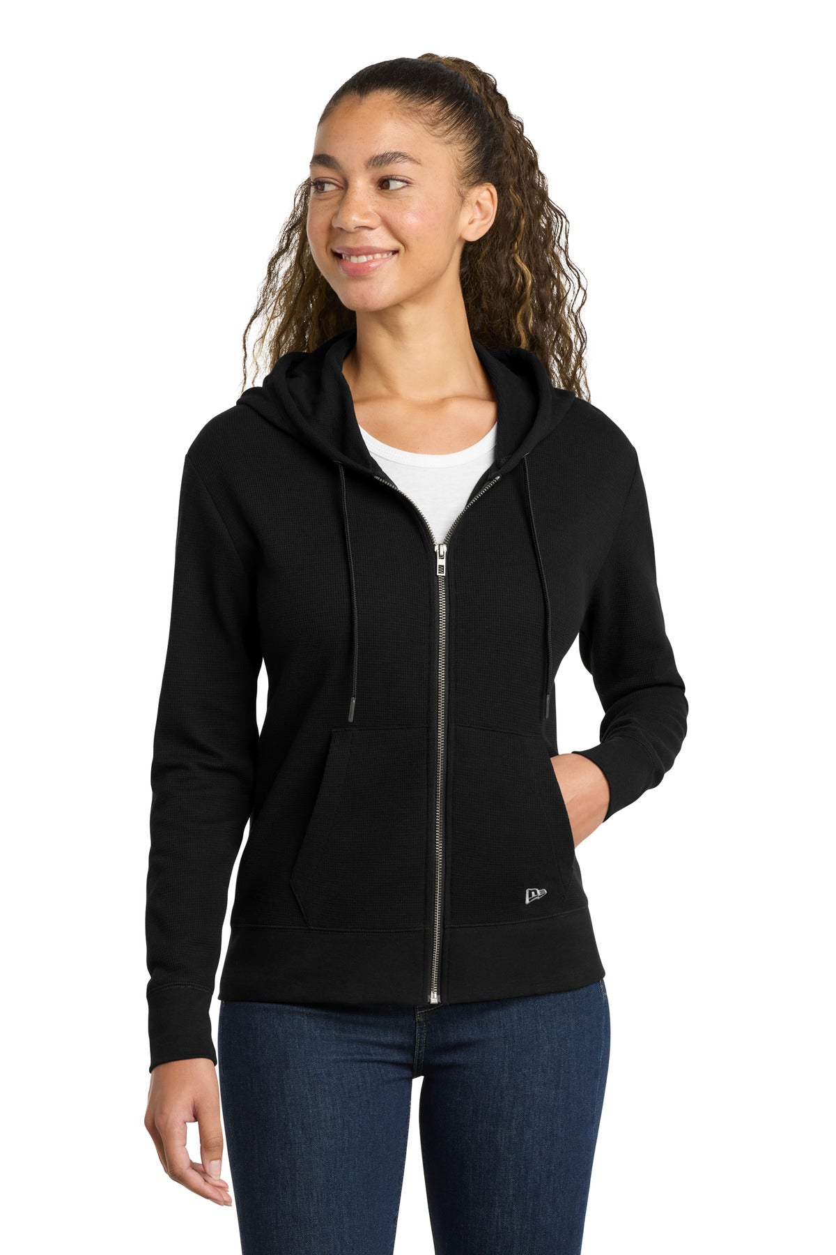 New Era Women's Thermal Full-Zip Hoodie - Black