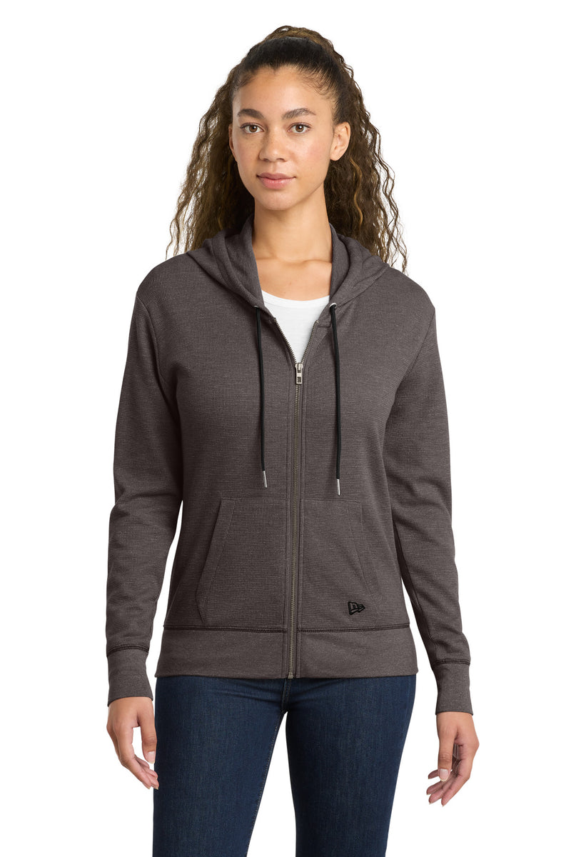New Era Women's Thermal Full-Zip Hoodie - Black Heather