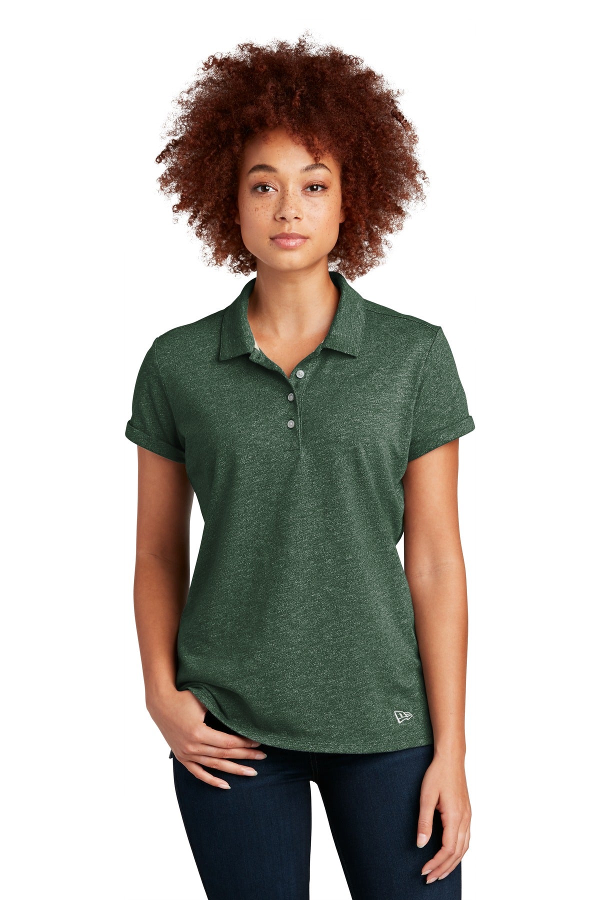 New Era  Women's Slub Twist Polo - Dark Green Twist