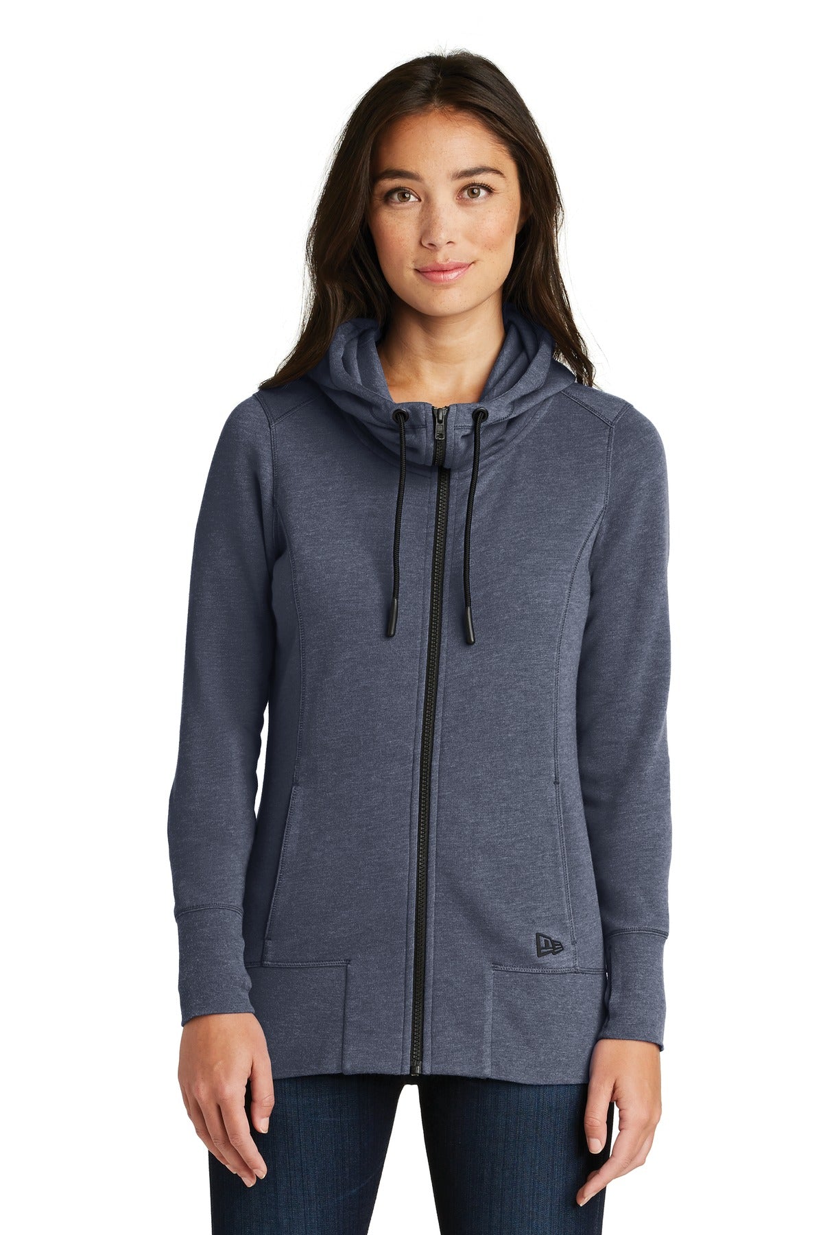 New Era  Women's Tri-Blend Fleece Full-Zip Hoodie - True Navy Heather