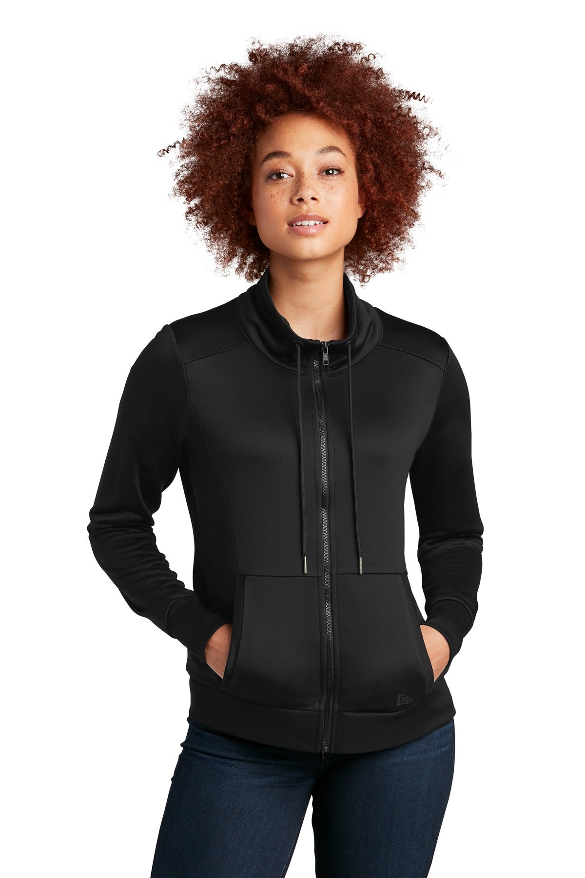 New Era Women's Performance Terry Full-Zip Cowl - Black