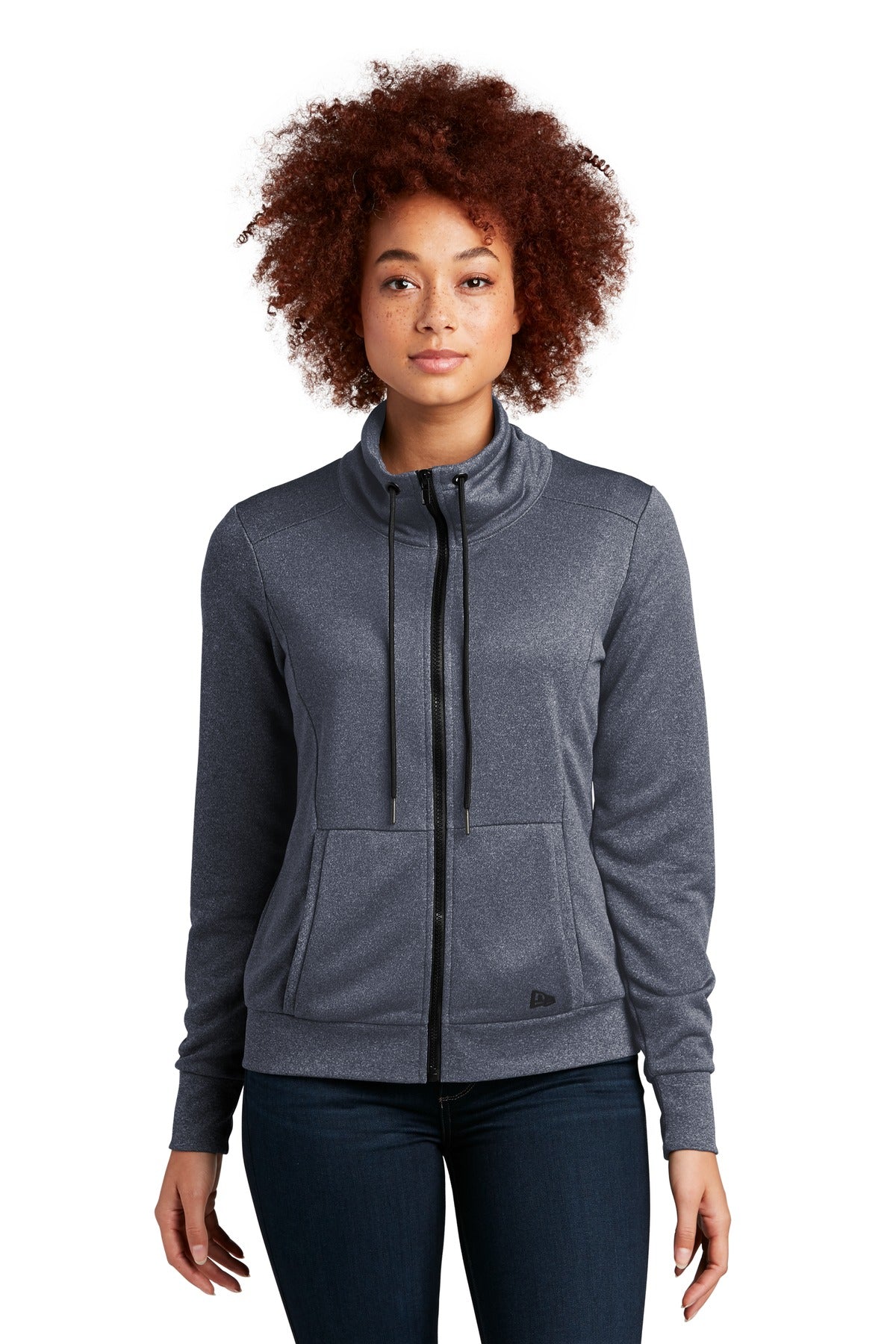 New Era Women's Performance Terry Full-Zip Cowl - True Navy Heather