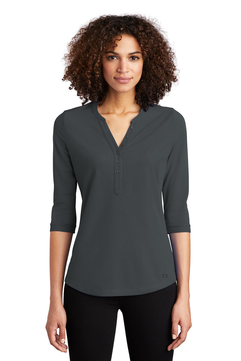 OGIO Women's Jewel Henley - Diesel Grey