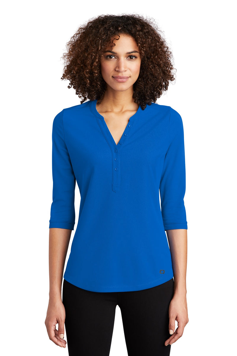 OGIO Women's Jewel Henley - Electric Blue