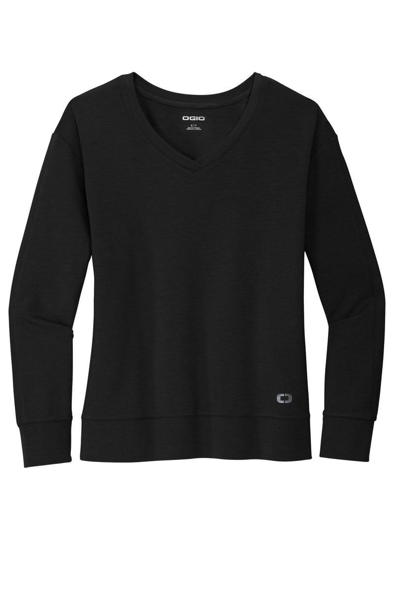 OGIO Women's Luuma Flex Long Sleeve V-Neck - Blacktop