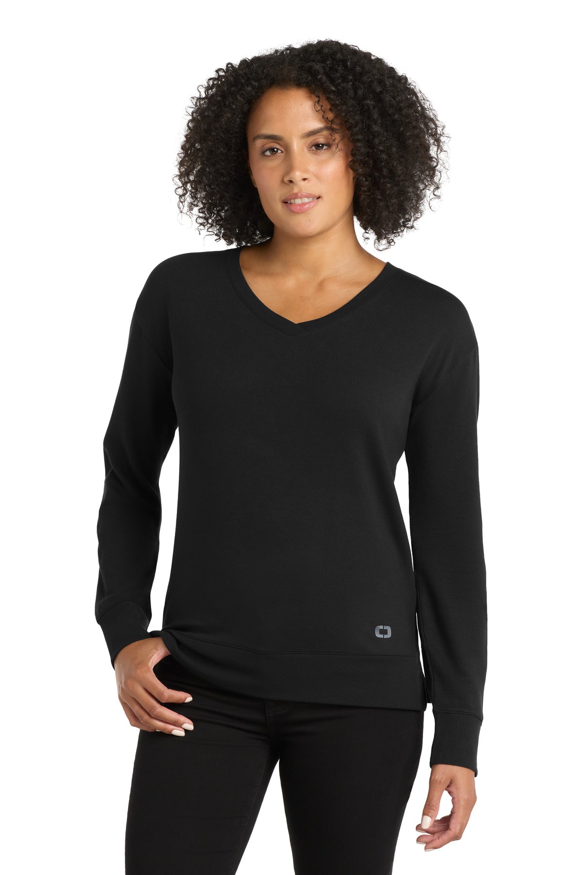 OGIO Women's Luuma Flex Long Sleeve V-Neck - Blacktop