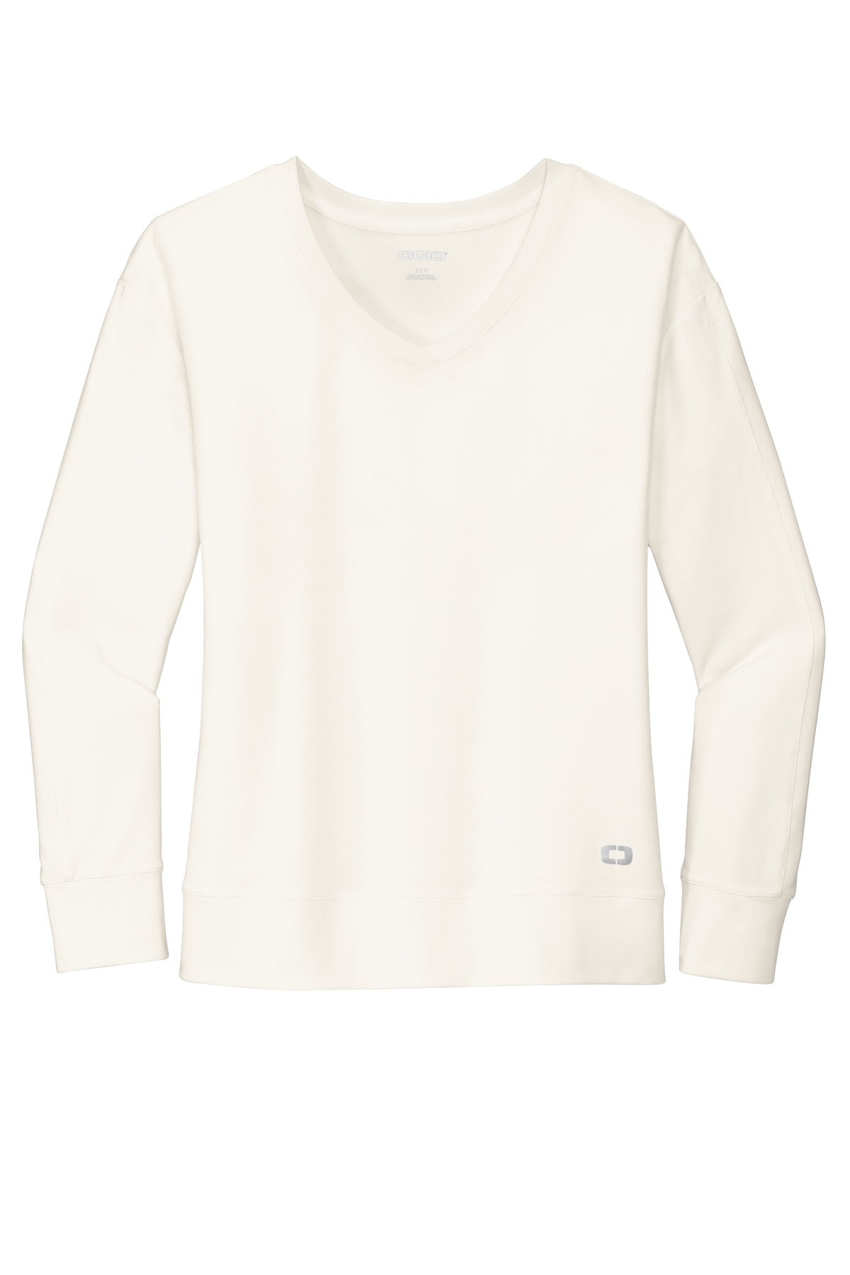 OGIO Women's Luuma Flex Long Sleeve V-Neck - Ivory Snow