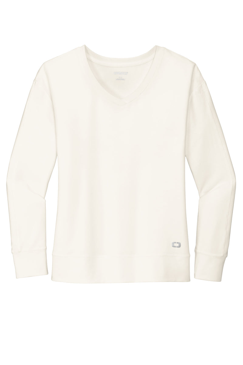 OGIO Women's Luuma Flex Long Sleeve V-Neck - Ivory Snow
