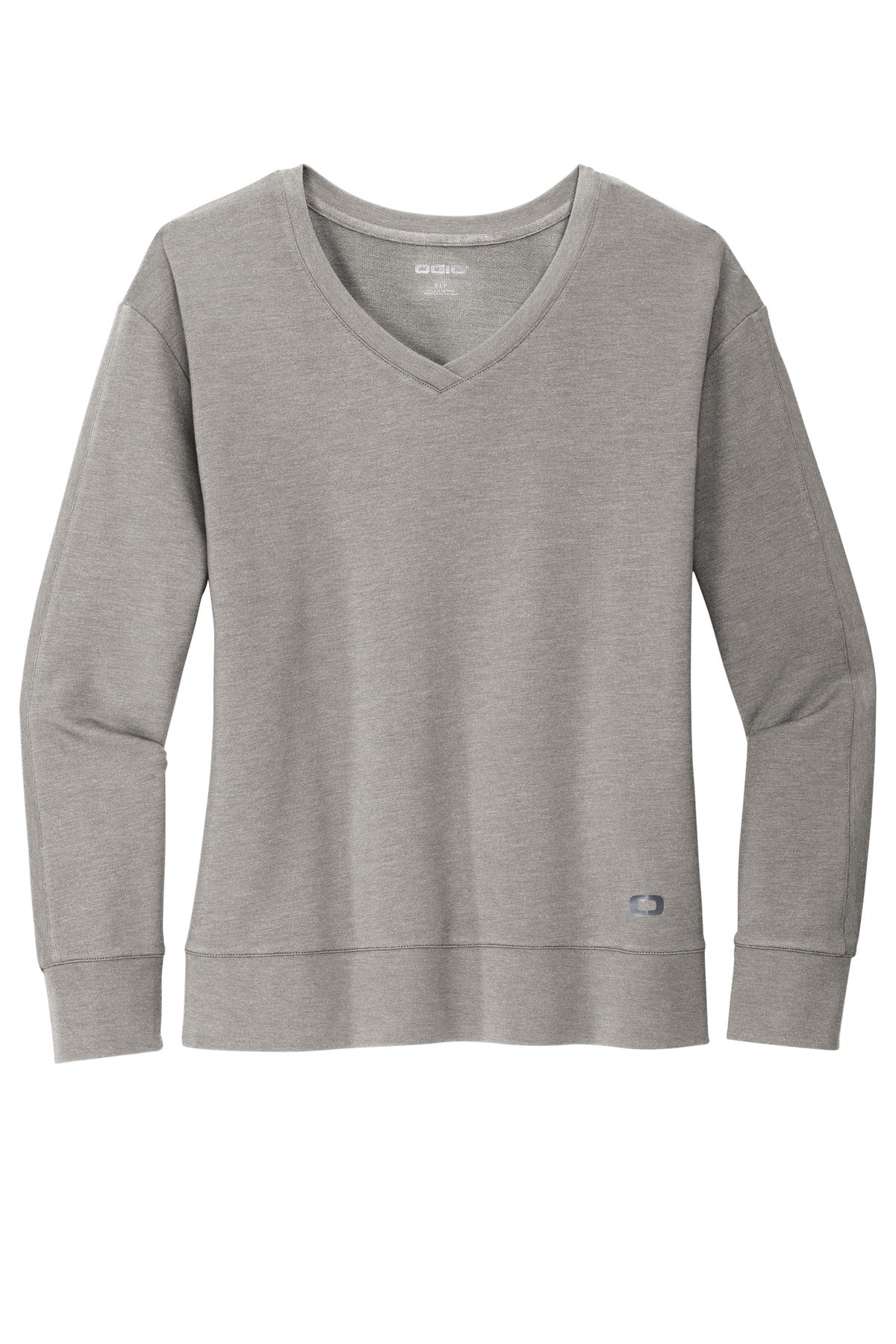 OGIO Women's Luuma Flex Long Sleeve V-Neck - Petrol Grey Heather