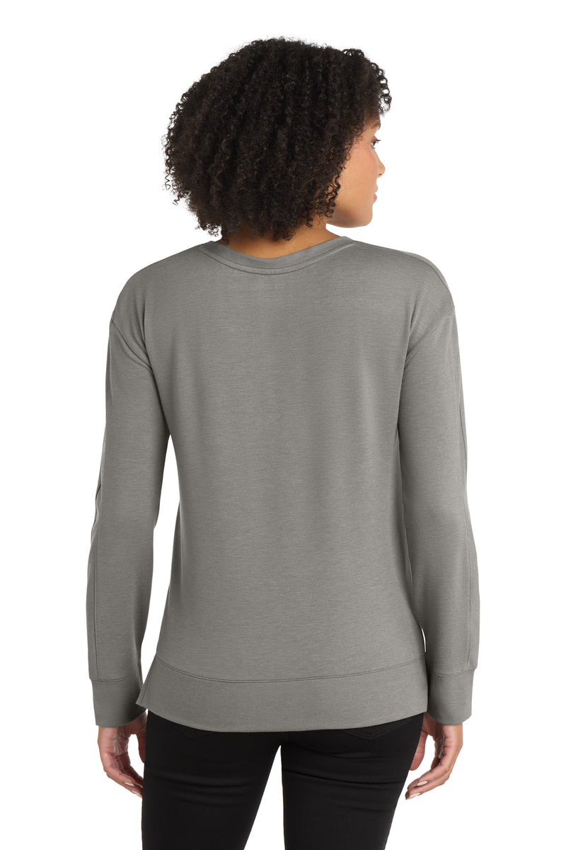 OGIO Women's Luuma Flex Long Sleeve V-Neck - Petrol Grey Heather