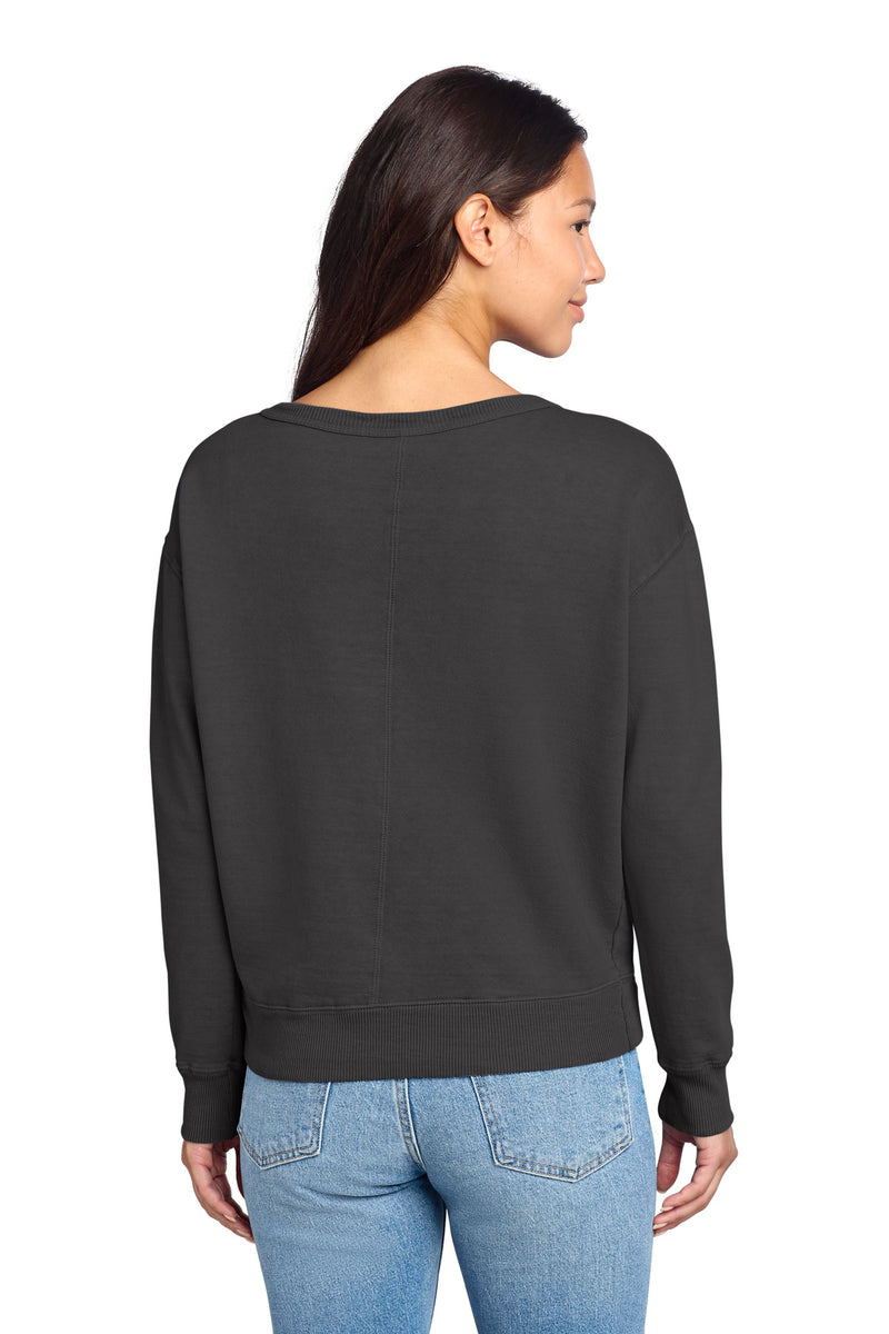 Port & Co Women's Beach Wash Garment-Dyed V-Neck Sweatshirt - Coal