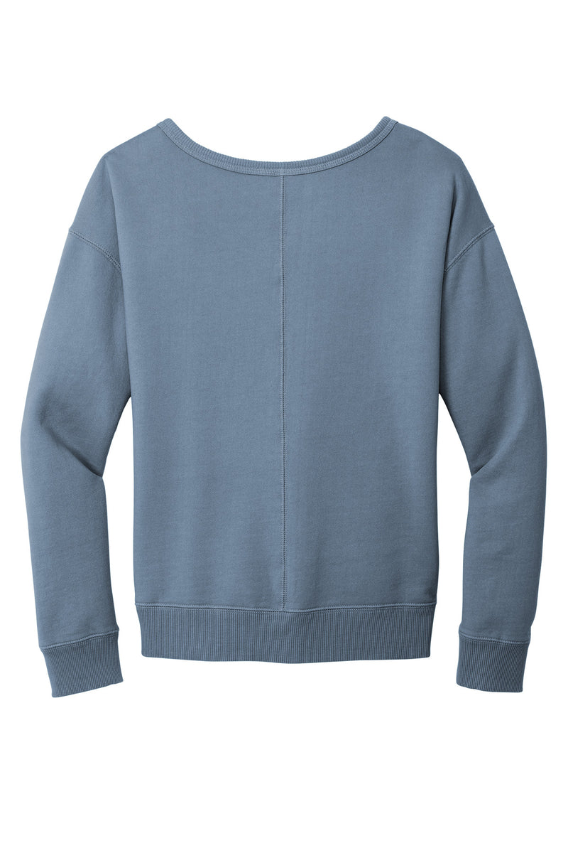 Port & Co Women's Beach Wash Garment-Dyed V-Neck Sweatshirt - Faded Denim