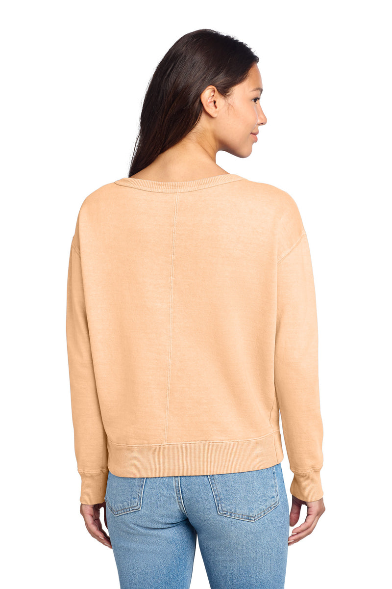 Port & Co Women's Beach Wash Garment-Dyed V-Neck Sweatshirt - Peach
