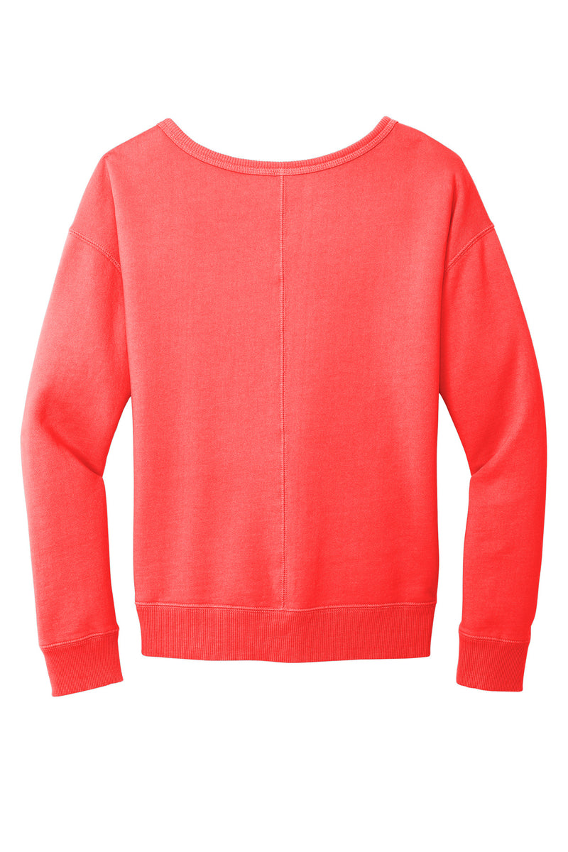 Port & Co Women's Beach Wash Garment-Dyed V-Neck Sweatshirt - Poppy