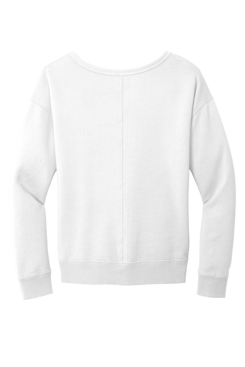 Port & Co Women's Beach Wash Garment-Dyed V-Neck Sweatshirt - White