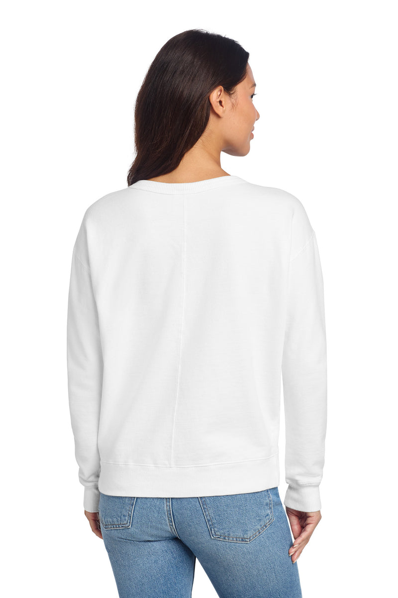 Port & Co Women's Beach Wash Garment-Dyed V-Neck Sweatshirt - White