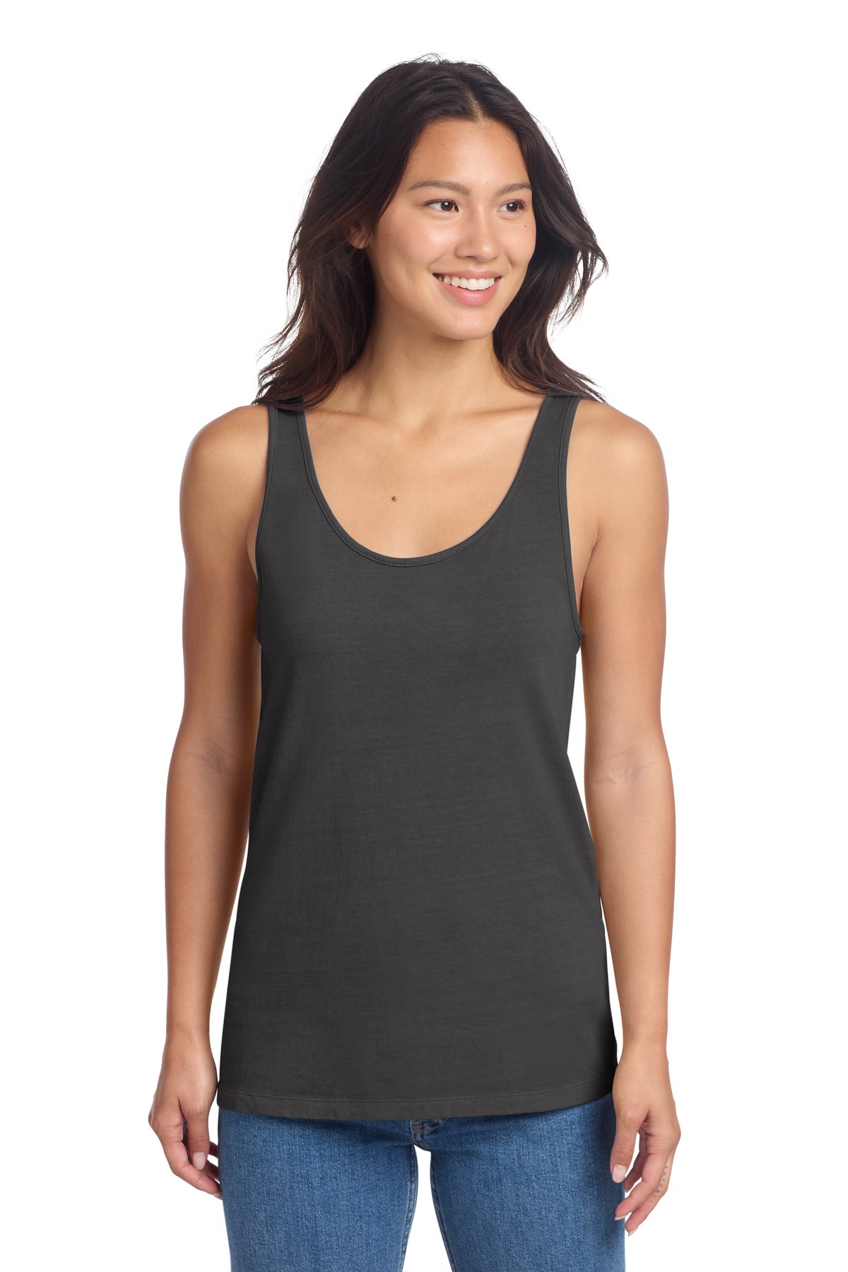 Port & Co Women's Beach Wash Garment-Dyed Tank - Coal