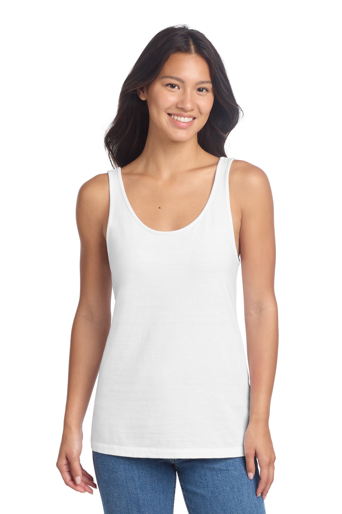 Port & Co Women's Beach Wash Garment-Dyed Tank - White