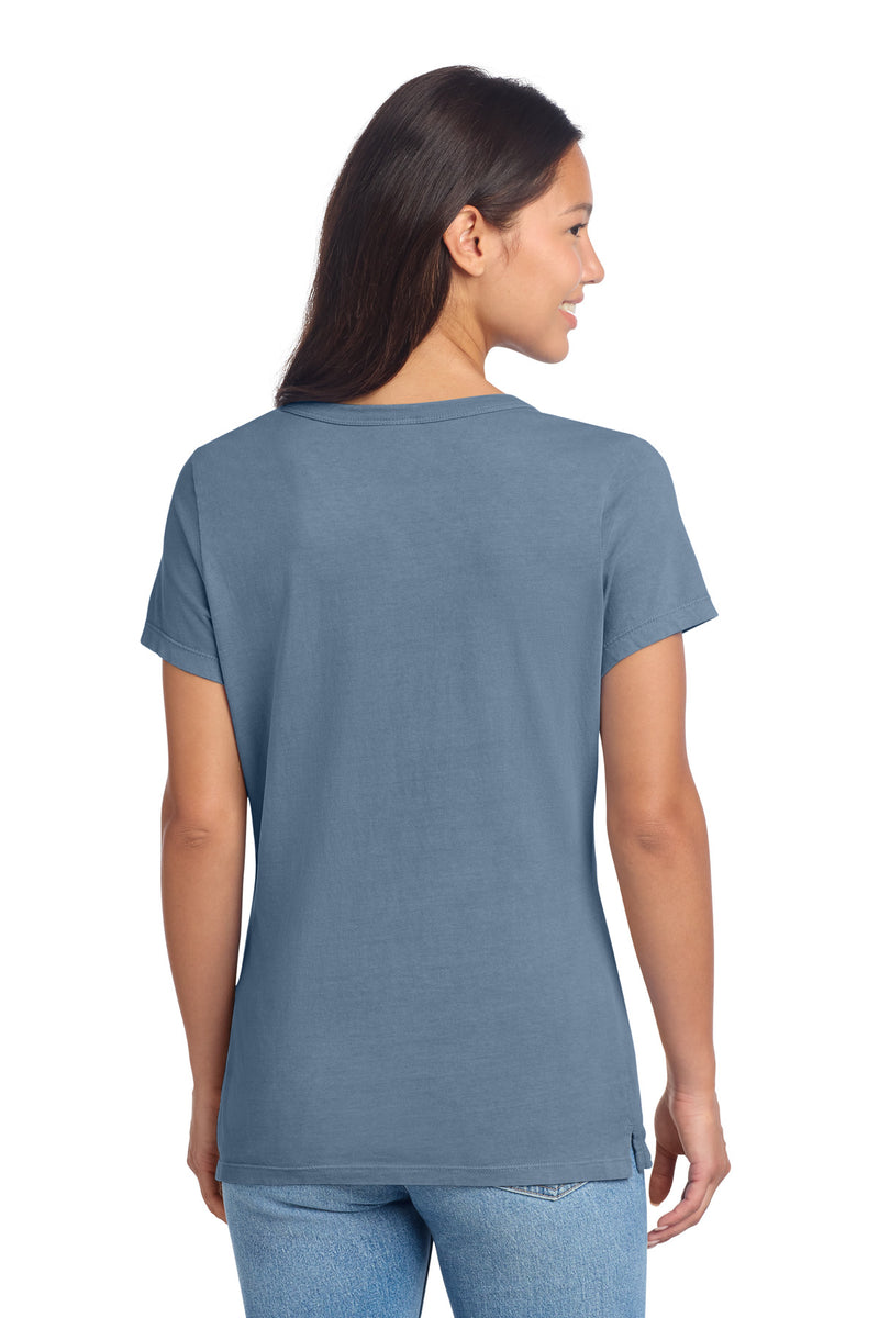 Port & Co Women's Beach Wash Garment-Dyed V-Neck Tee - Faded Denim